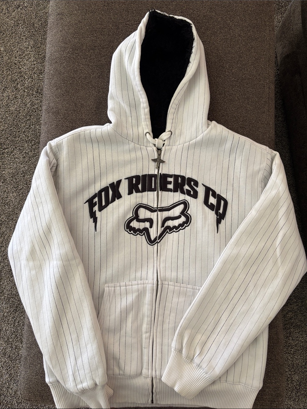 Fox Mens White Hooded Zip-Up Jacket